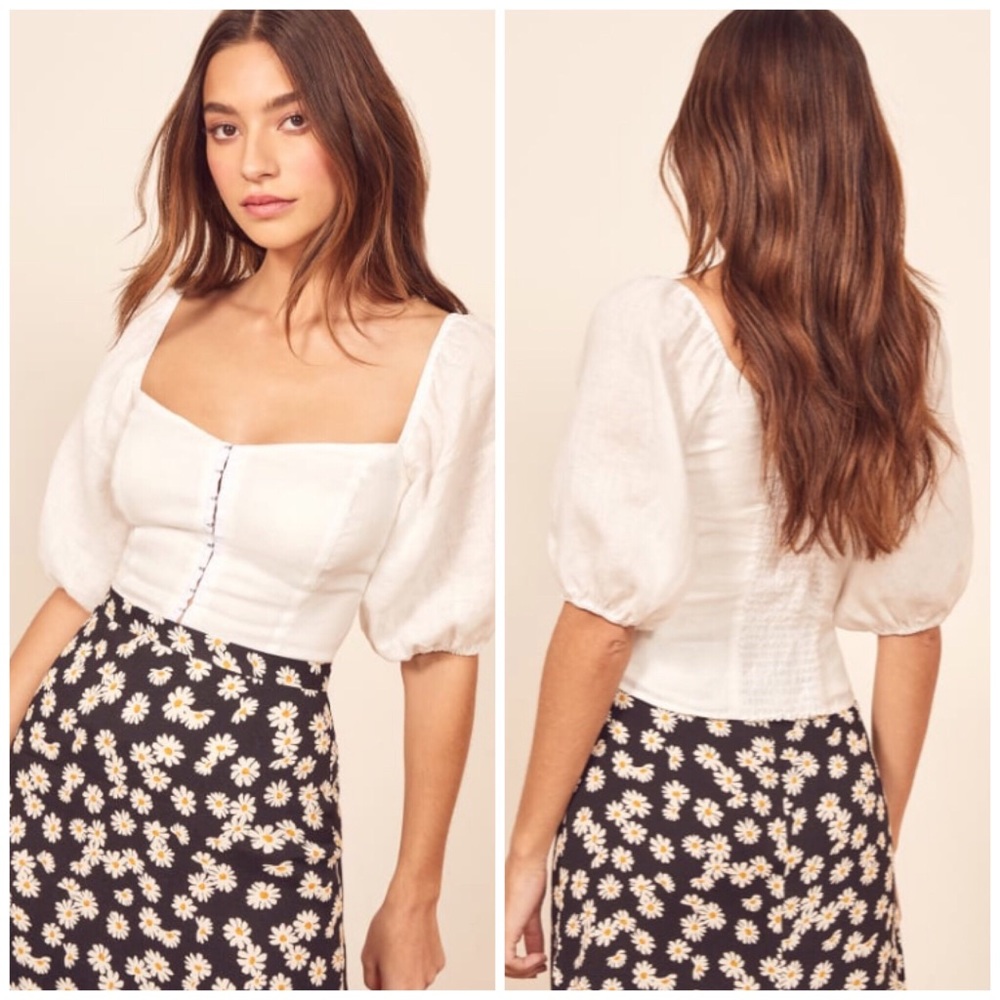 Reformation Romi Linen Top White Size 6